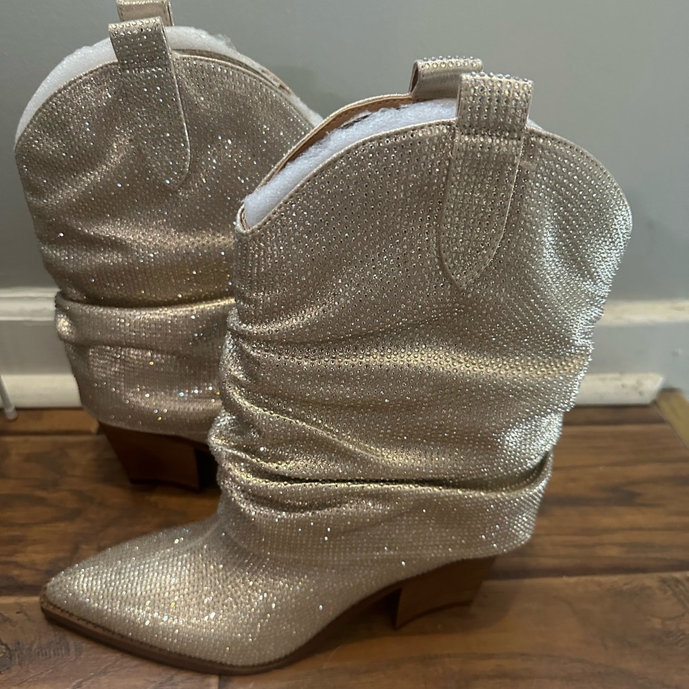 Jessica Simpson Gold Ankle Boots